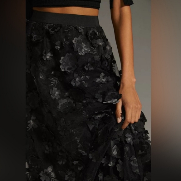 Anthropologie Black Floral Skirt - Picture 5 of 15